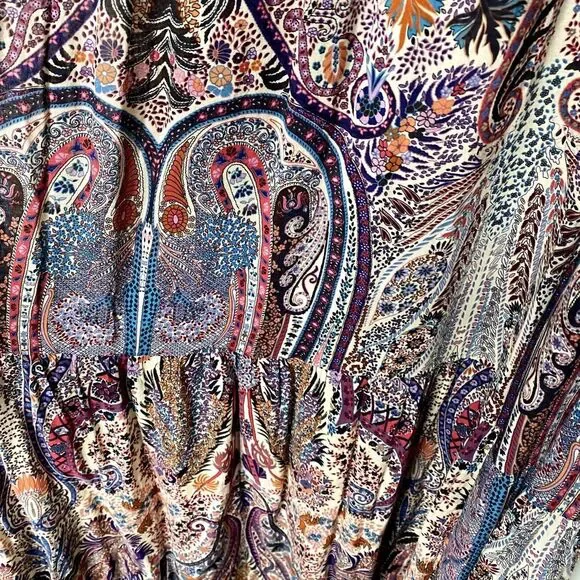 ba&sh Baraka Rose Sleeveless Paisley Printed Maxi Dress Large Boho Hippie Shift